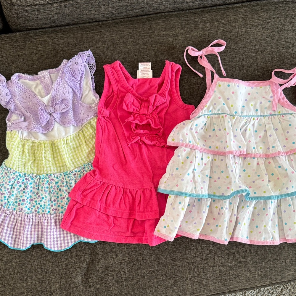 youngland baby Kids Dresses in Pink, Purple, and White